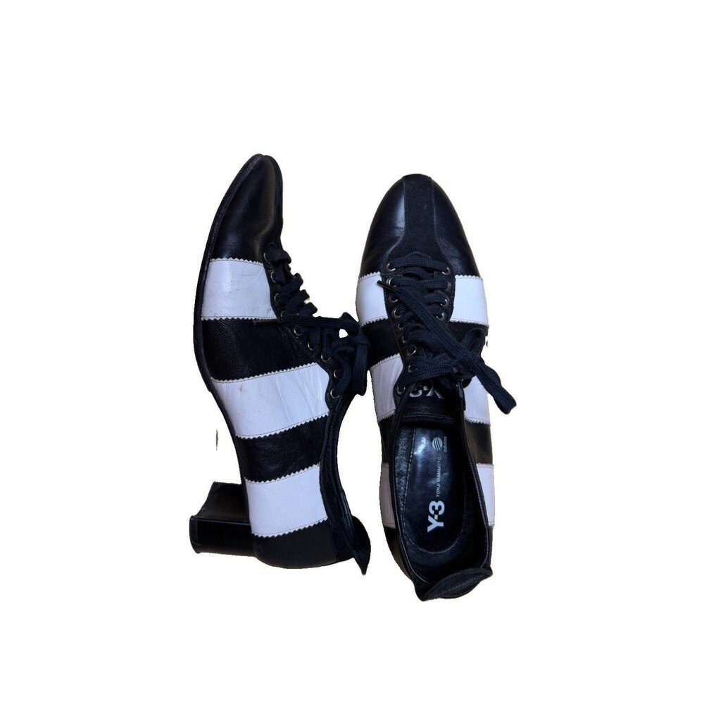Y's YOHJI YAMAMOTO Adidas Japan Derby Oxford Shoes Leather Heels stripe Blk Wh 8